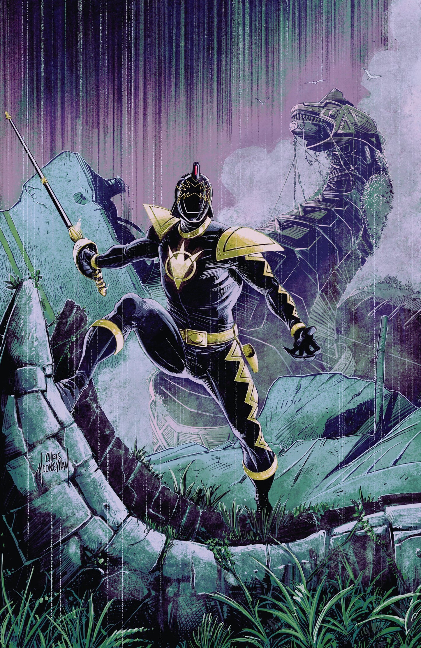 POWER RANGERS GREEN #1 TOMMY OLIVER CARD STOCK CONNECTING MOONEYHAM CVR C