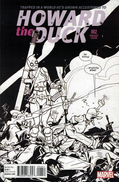 Howard the Duck 2016 #2 Variant Cover - Second Printing - Gwenpool - Tom Fowler Black and White Cover - back issue - $10.00