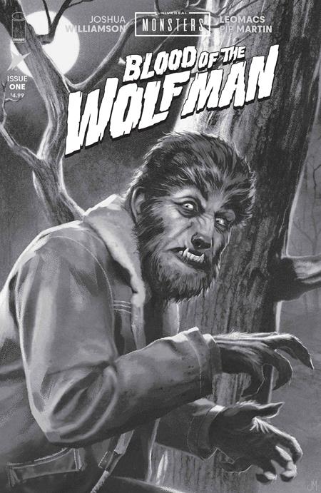 UNIVERSAL MONSTERS BLOOD OF THE WOLF MAN #1 CVR D INC 1:25 JOSHUA MIDDLETON CLASSIC HORROR BLACK & WHITE (OF 4)