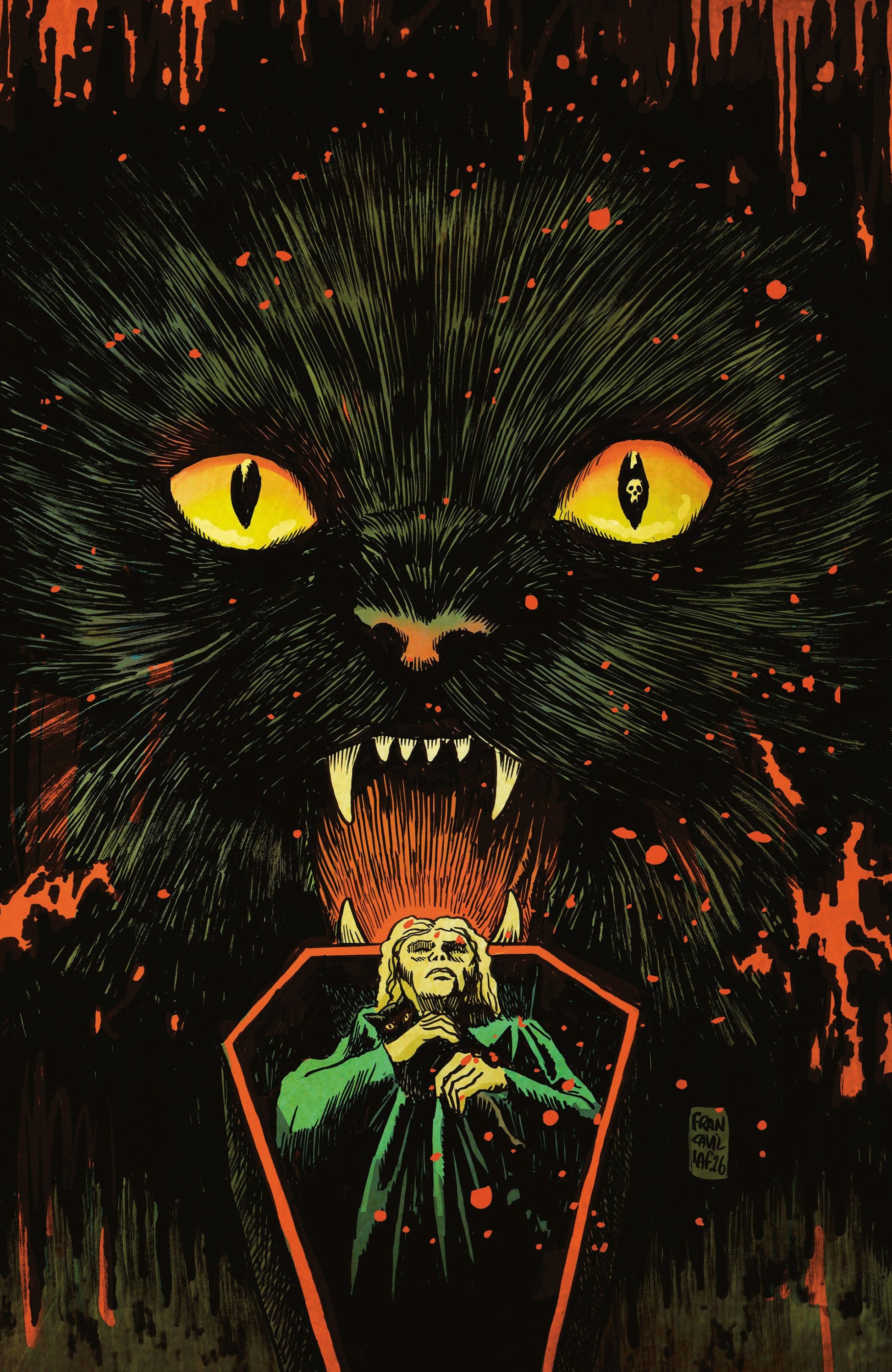 STUFF OF NIGHTMARES THE CAT IN THE COFFIN #1 GLOW IN THE DARK FULL ART FRANCAVILLA CVR D