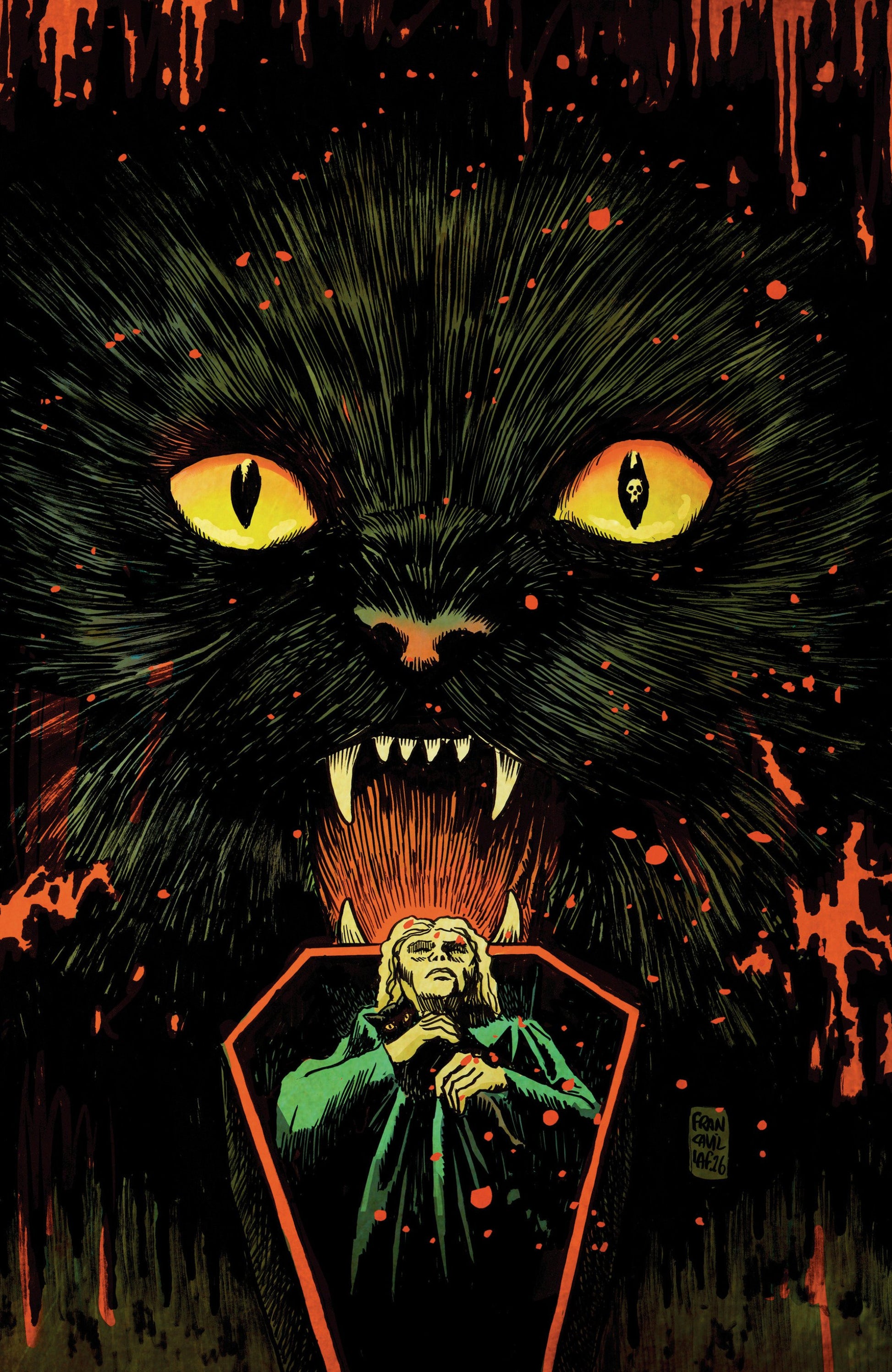 STUFF OF NIGHTMARES THE CAT IN THE COFFIN #1 GLOW IN THE DARK VAR FULL ART FRANCAVILLA CVR D