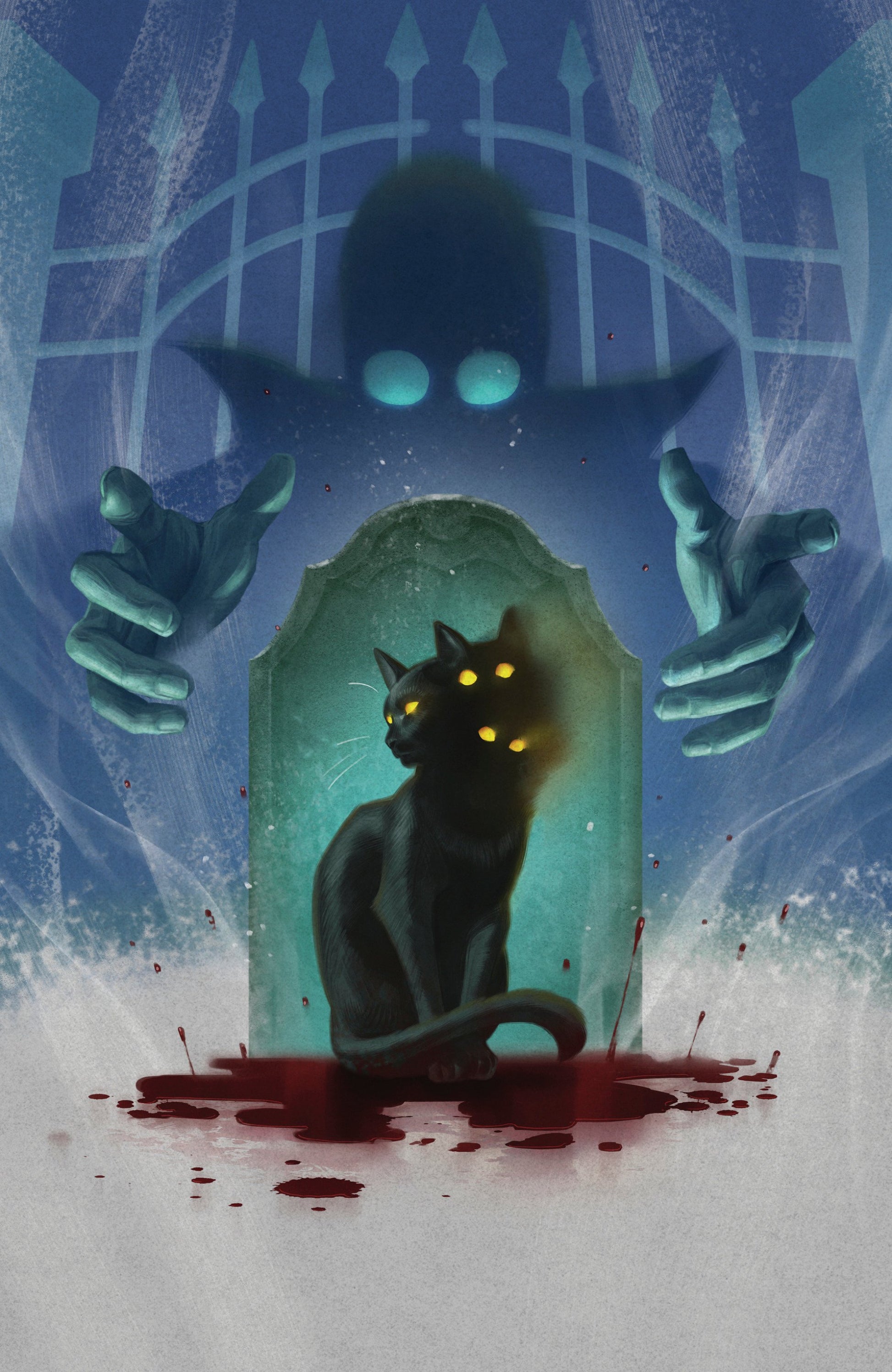 STUFF OF NIGHTMARES THE CAT IN THE COFFIN #1 GLOW IN THE DARK VAR FULL ART GLOW IN THE DARK MURAKAMI CVR E