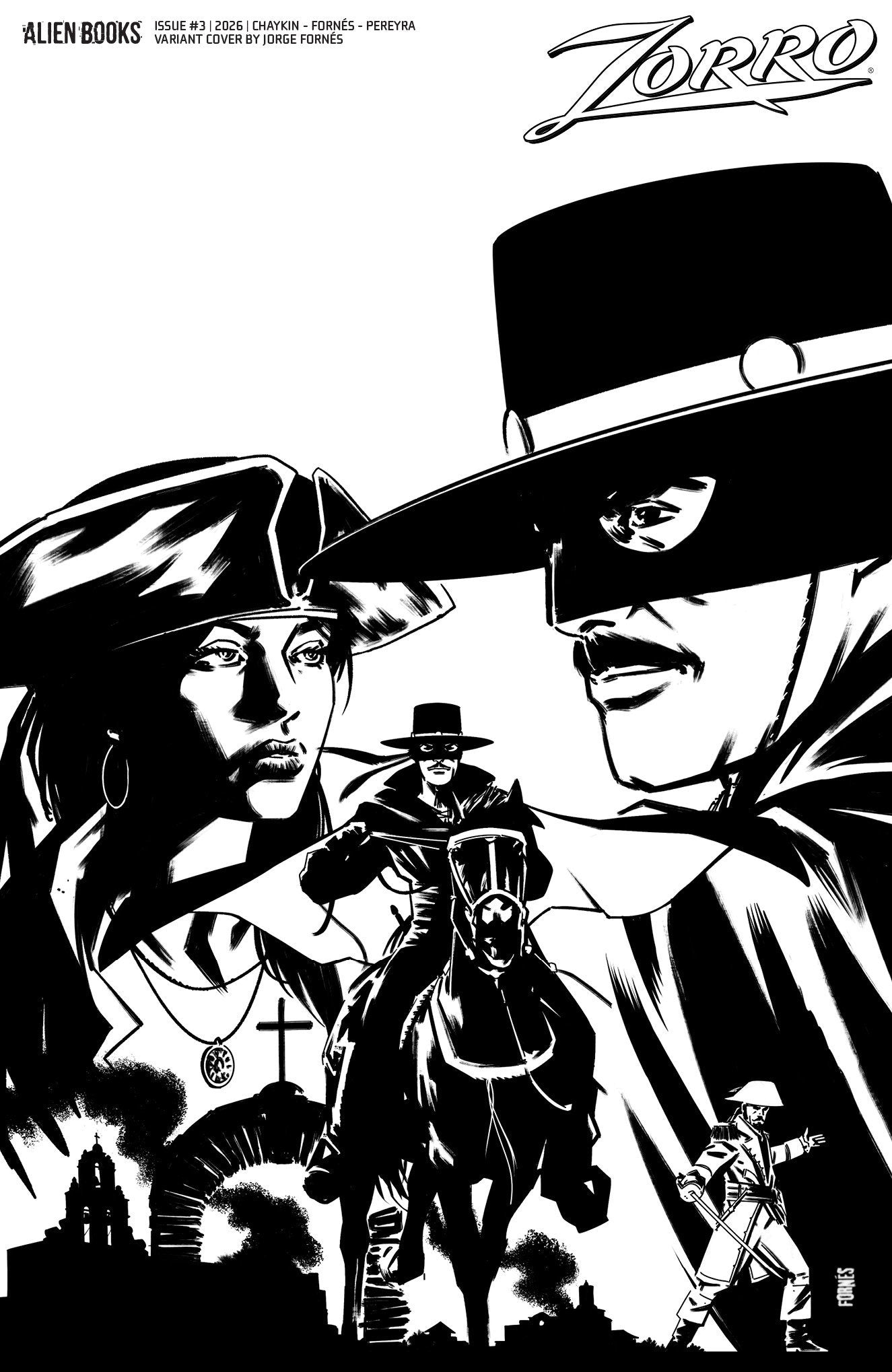 ZORRO #3 FORNS BLACK & WHITE CVR D